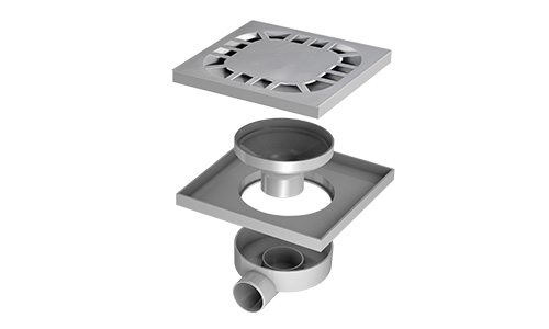 Трап для душу Peštan PRIMO SQUARE 150X150 PLASTIC HORIZONTAL Ø50