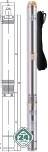 Глибинний насос Euroaqua 75 DRG 150 - 1,5 kw (70 м. кабеля + контрольбокс)